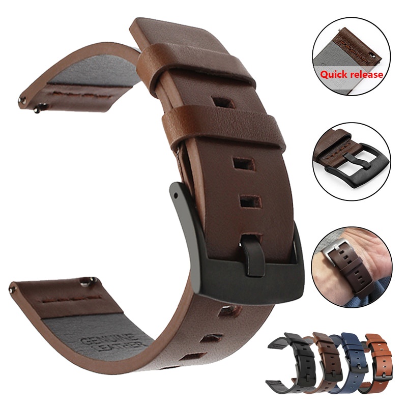 Dây Da Thay Thế 20mm 22mm Cho Đồng Hồ Samsung Galaxy Watch 4 44mm 40mm Watch4 Classic 46mm 42mm