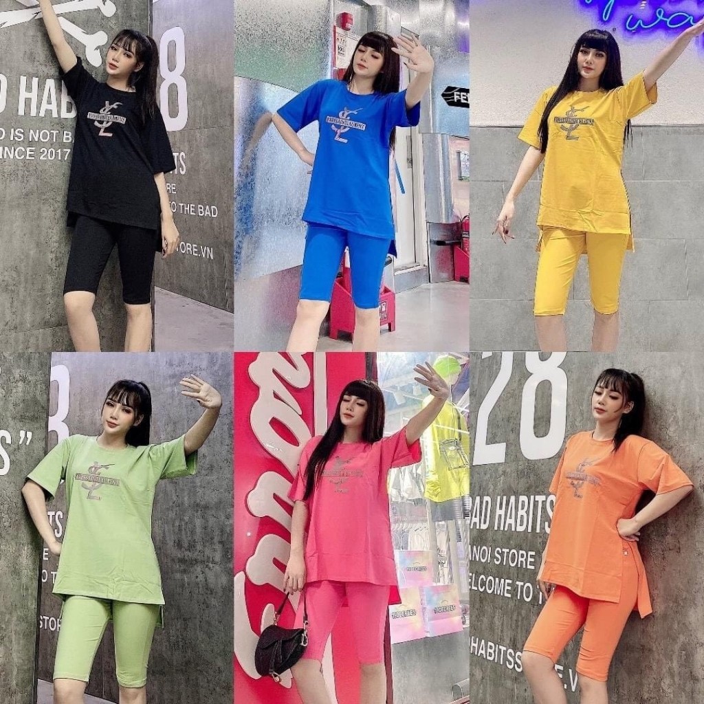 Đồ bộ nữ chất cotton 100% co dãn đanh mịn quần ngố lửng YSL001 | BigBuy360 - bigbuy360.vn