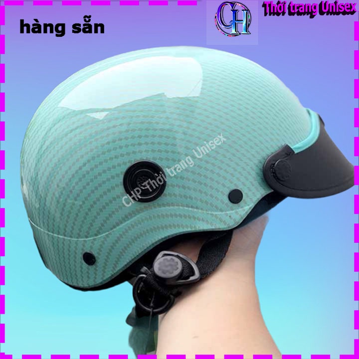 Nón bảo hiểm nhúng đi phượt, Mũ thời trang nam nữ loang 2 lớp cực đẹp bóng sáng NBH