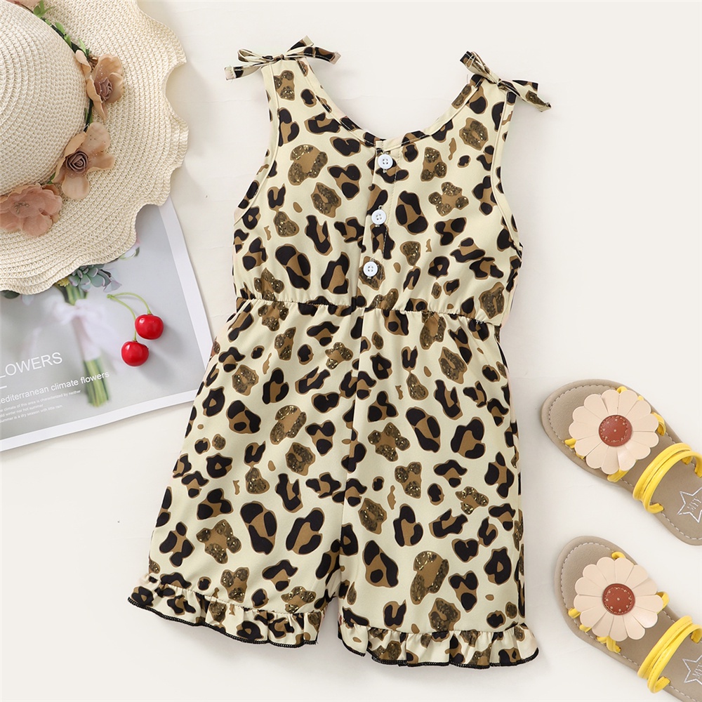 Áo liền quần MIKRDOO thiết kế hai dây họa tiết da báo cho bé gái 1-6 tuổi