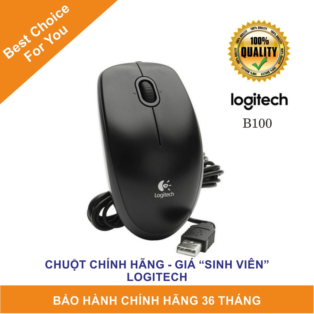 Chuột có dây Logitech B100 - Chính Hãng Logitech , Bảo Hành 3 Năm