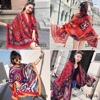 Huongcos1102 Khăn choàng linen thổ cẩm - Khăn choàng boho đi biển KCTH02 huongpt