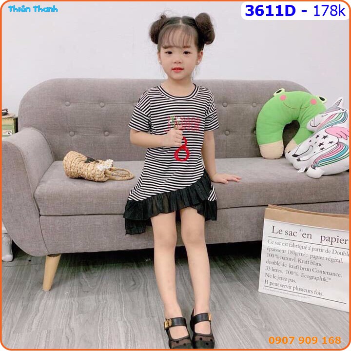 Đầm bé gái thun body phối voan đuôi cá sang chảnh_ 3611