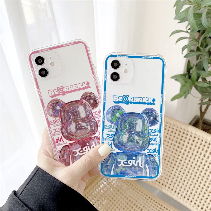Ốp lưng iphone vuông cạnh ốp iphone hình gấu be@rbrick đủ mã 6/6plus/7plus/8/8plus/x/xr/xs/11/12/pro/max/plus/promax E73