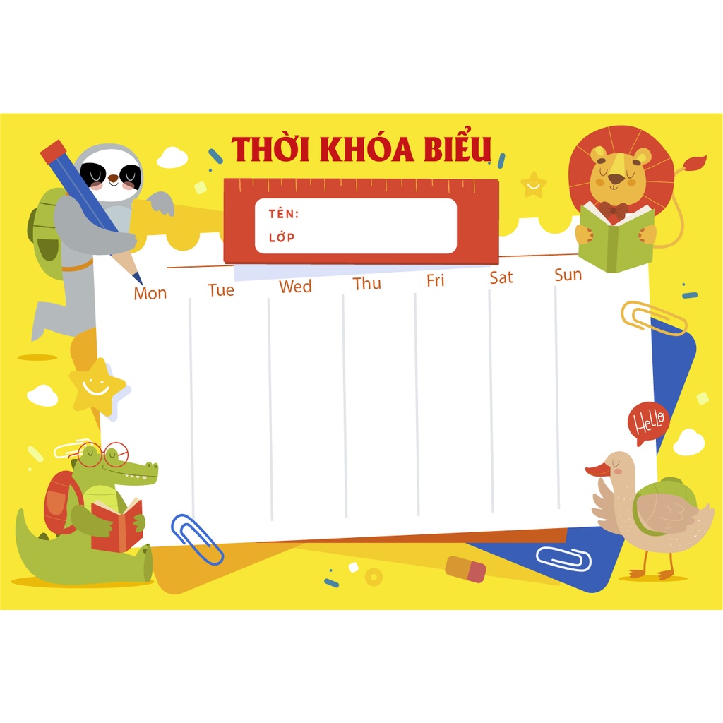 Thời khóa biểu khổ A5 - A4 Decal tự dính
