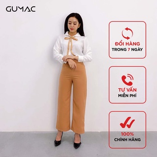 Quần tây nữ ống rộng lưng liền GUMAC QA9119_NAU