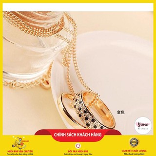 [ Freeship 50k ] Dây Chuyền Mặt 2 Nhẫn Đính Đá Thời Trang Cho Nam Nữ📿