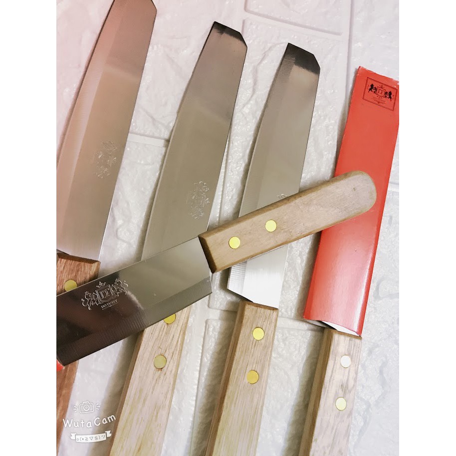 Dao INOX Bìa Đỏ Cán Gỗ 312 Siêu Bén Tiện Lợi Cho Nhà Bếp 312