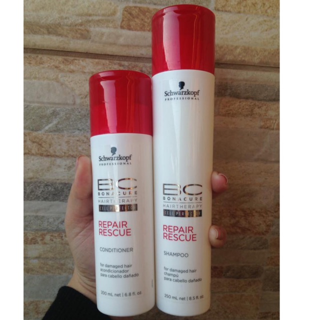 Dầu gội xả Schwarzkopf BC Repair Rescue chữa trị tóc hư tổn 250ml/200ml "