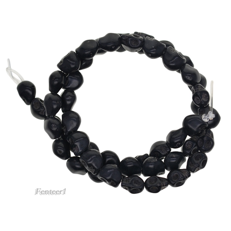 Chuỗi 52 hạt hình đầu lâu 8x6mm dài 40cm phong cách Halloween