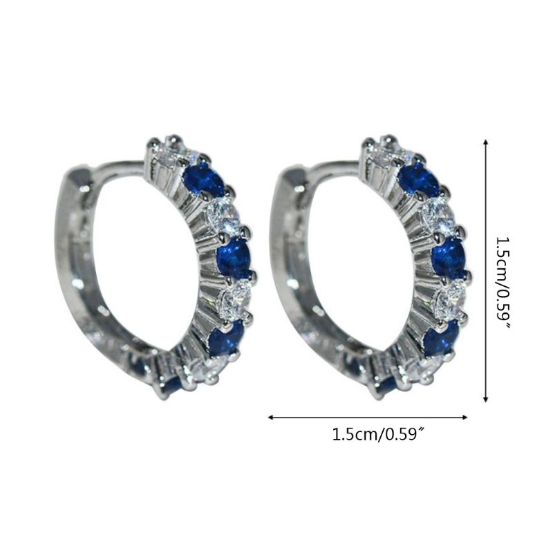 Bông Tai Tròn Đính Đá Sapphire Trắng Sang Trọng Cho Nữ