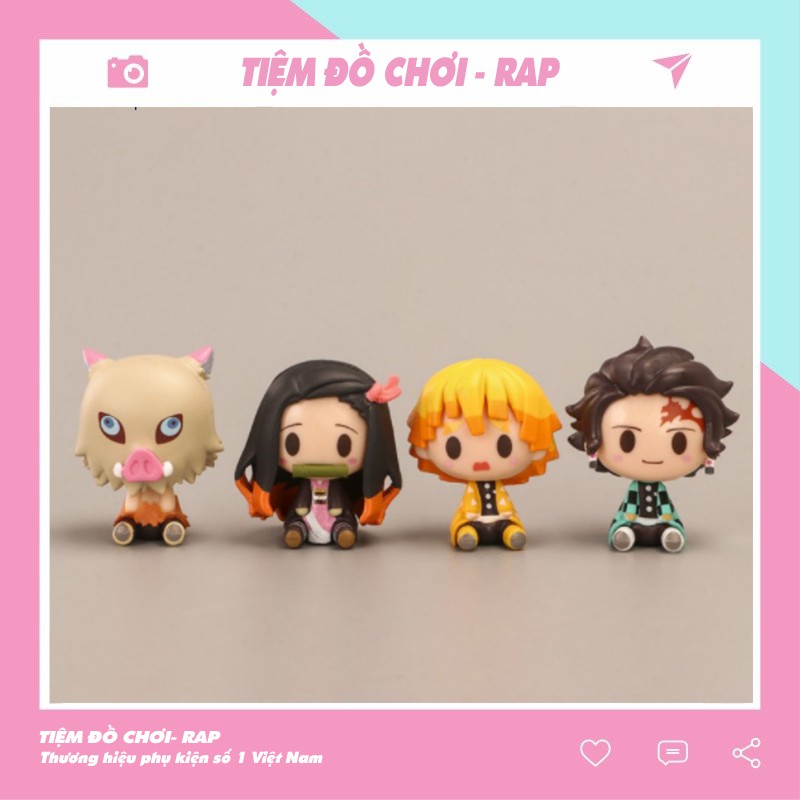 Set 4 mô hình chibi cosplay Thanh gươm diệt quỷ siêu đáng yêu