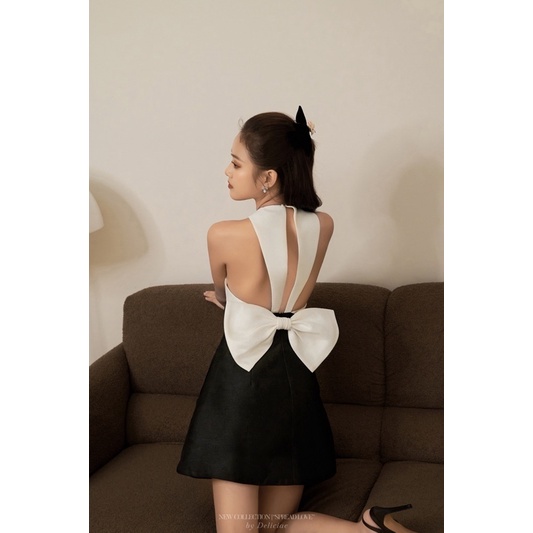 MYLA DRESS - Váy hở lưng phối nơ