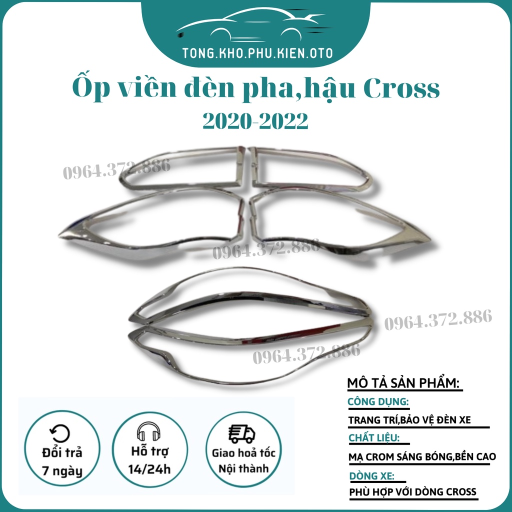 Ốp Viền Đèn Pha, Hậu Xe Toyota Cross 2020 2021 2022 mạ crom
