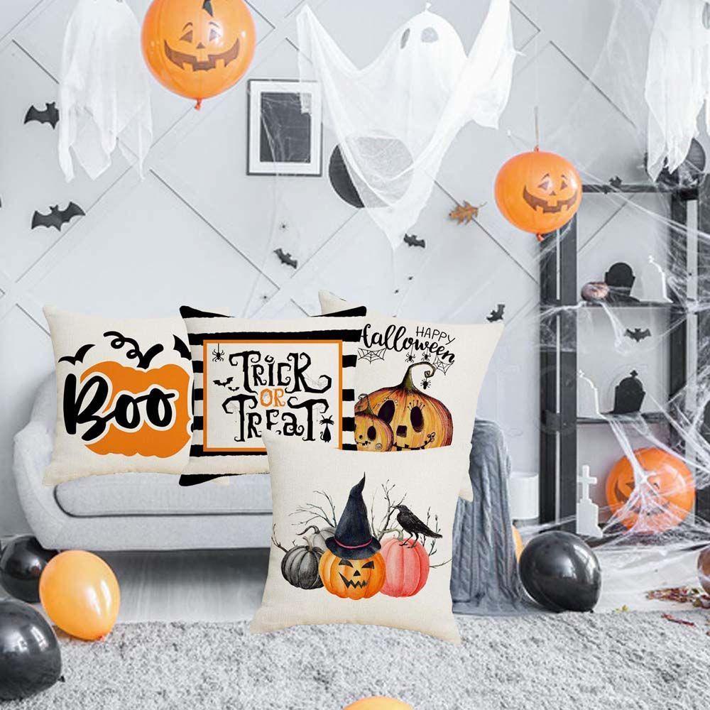 Vỏ Gối Vuông Họa Tiết Halloween Trang Trí Nội Thất Ốp