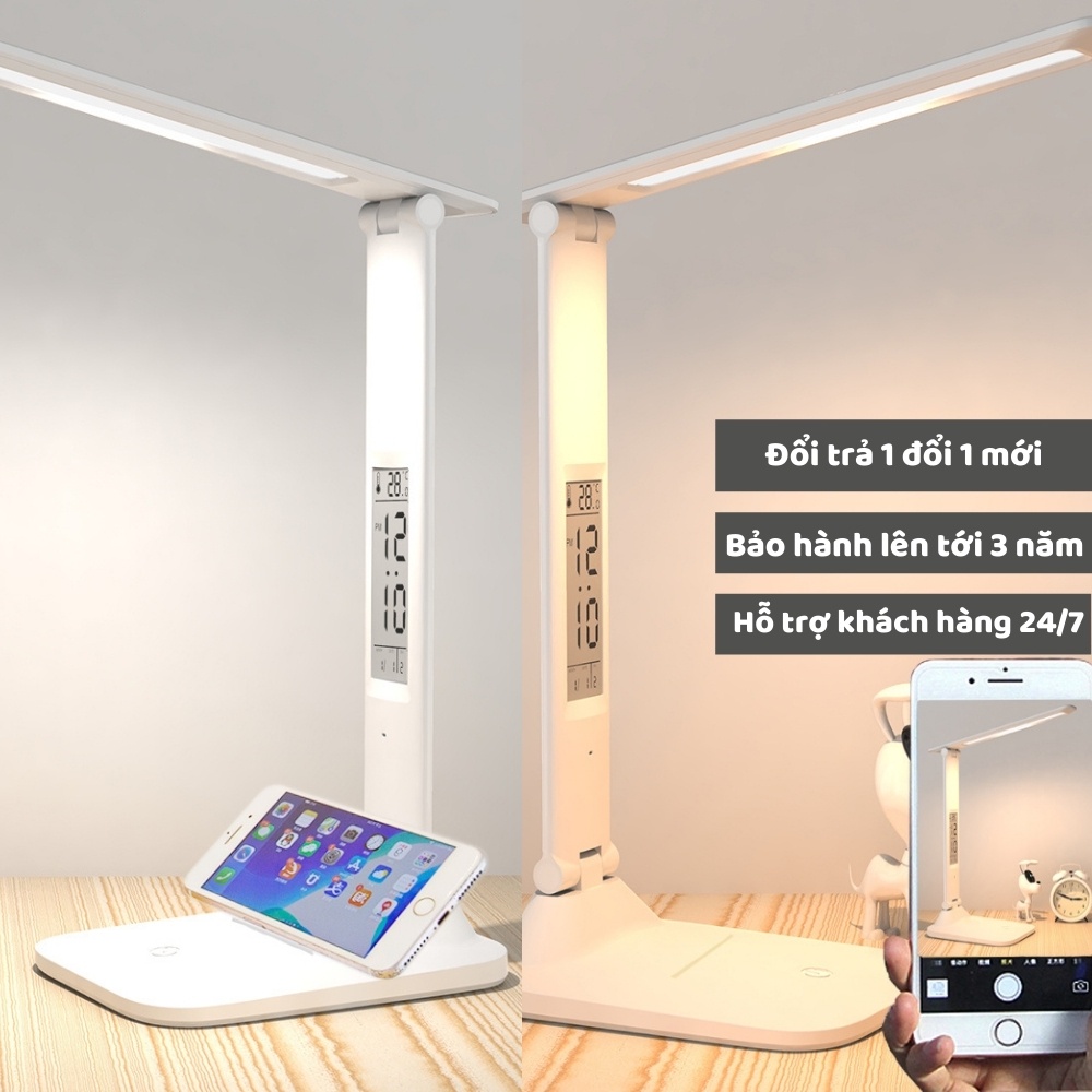 Đèn học chống cận thông minh LED 3 chế độ đọc sách, máy tính, làm việc, màn hình LCD, tích hợp pin sạc, bảo hành 3 năm