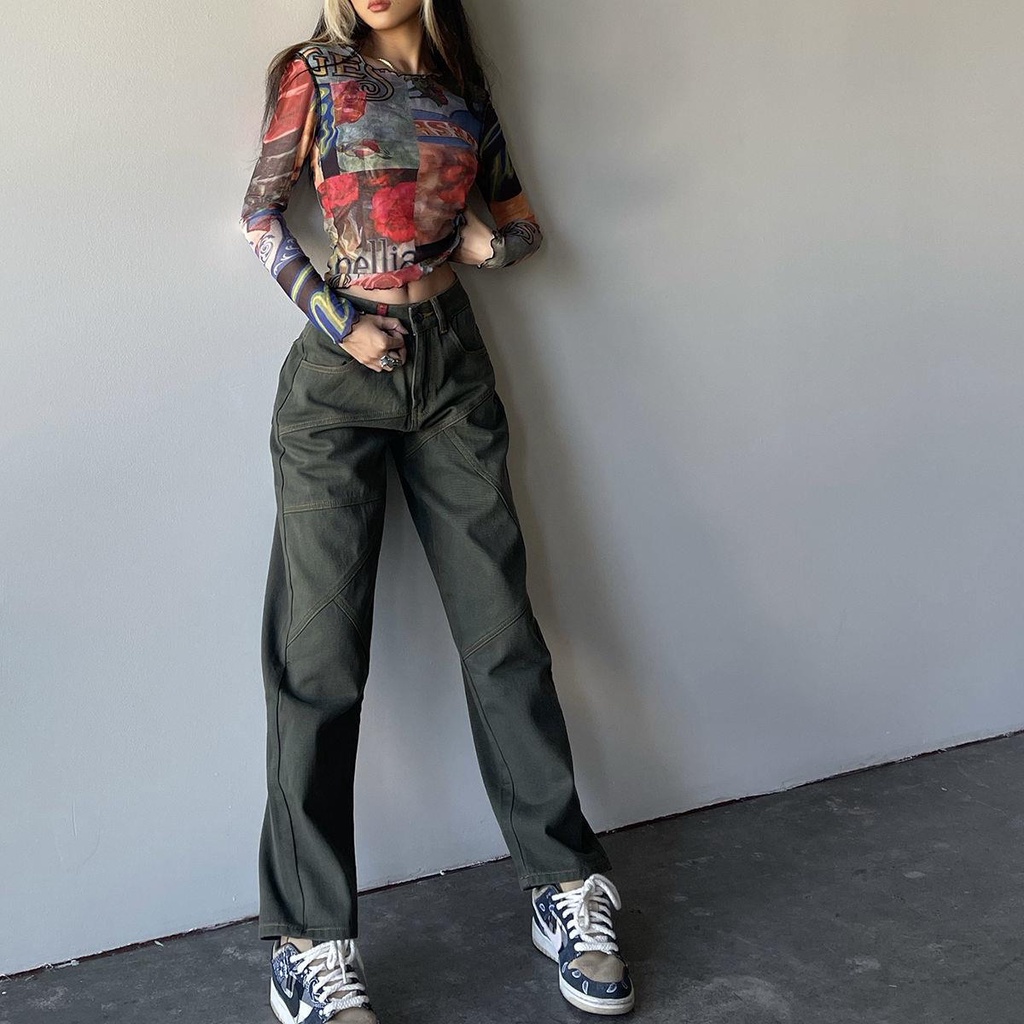 Quần Jeans Dài Ống Đứng Thời Trang Cá Tính Cho Nữ