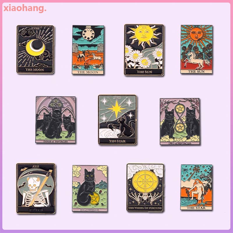 Ghim Cài Áo Hình Bộ Xương Tarot Tráng Men Phong Cách Punk Cá Tính