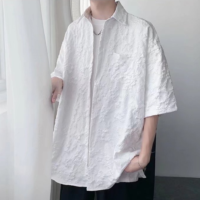 Áo Sơ Mi Ngắn Tay Dáng Rộng Thời Trang Mùa Hè Hàn Quốc Dành Cho Nam