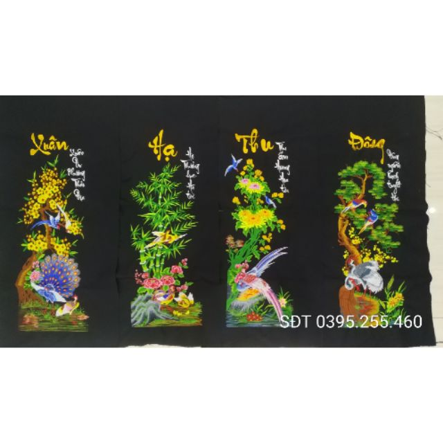 Combo 2 bộ tứ quý thêu sẵn