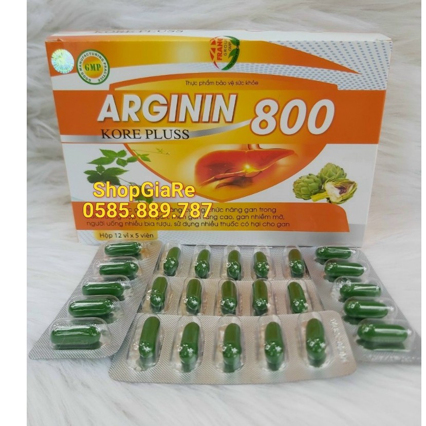 Arginin 800 kore pluss bổ gan, mát gan, giải độc, hạ men gan, tăng cường chức năng gan tôt