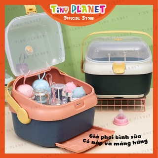 Giá phơi bình sữa khay úp bình cỡ lớn nắp trong có khay hứng nước cho bé