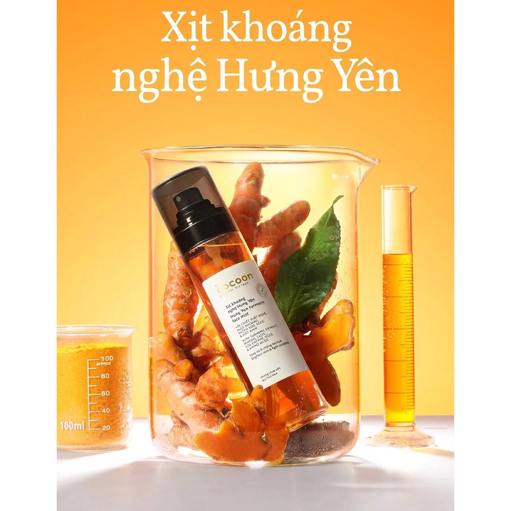 Xịt khoáng nghệ Hưng Yên Cocoon giúp sáng da và ngăn ngừa oxy hóa 130ml Turmeric Face Mist