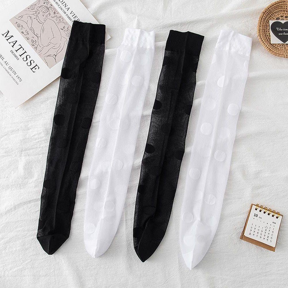 Vớ Lụa Thủy Tinh Lụa Bóng Trong Suốt Co Giãn Họa Tiết Chấm Bi Phong Cách Lolita Cho Nữ VANES1