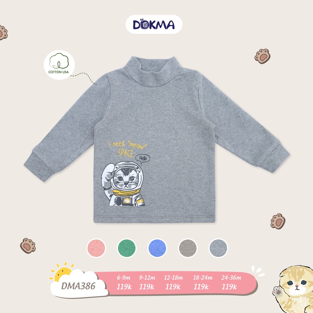 Dokma - Áo cổ 3p chất cotton len dày 9-36M  DMA386