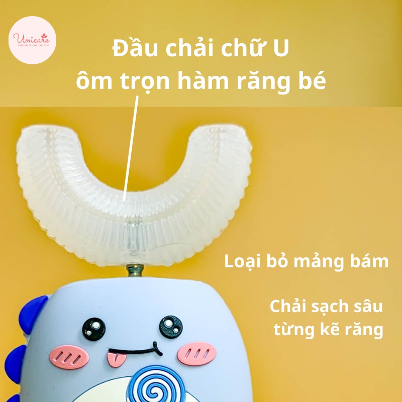 Bàn chải điện cho bé Sinex, Bàn chải điện trẻ em chữ U cho bé từ 2-12 tuổi hàng chính hãng