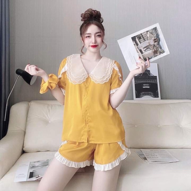 ❌CỔ 2 LÁ❌Đồ bộ đùi tiểu thư cổ hai lá, tiểu thư đùi cổ hai lá chất liệu satin ảnh thật kèm video