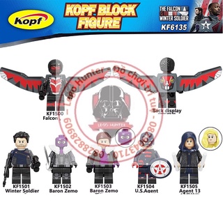 Nonlego Marvel super heroes The Falcon winter soldier mô hình lắp ráp nhân vật Baron zemo agent 13 new captain american