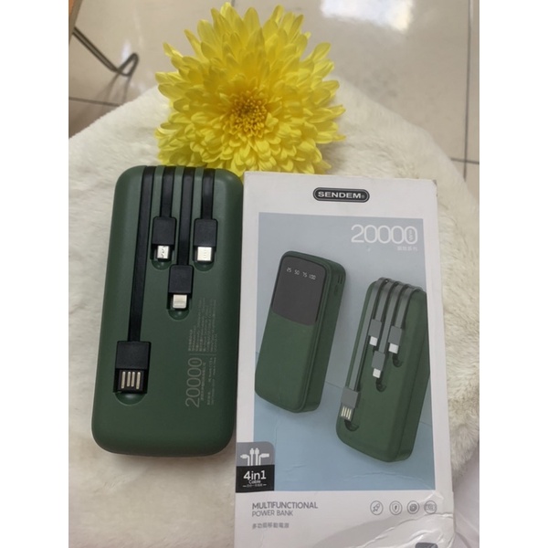 Sạc dự phòng SD Design PH02 Kèm 4 cáp sạt Cho Xiaomi Samsung IPhone Sạc Nhiều Thiết Bị Cùng Lúc Pin 20000mAh