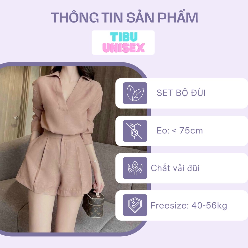 Set đồ nữ TIBU, bộ quần short đùi áo form rộng tay lỡ, sooc phông mặc ở nhà đi chơi