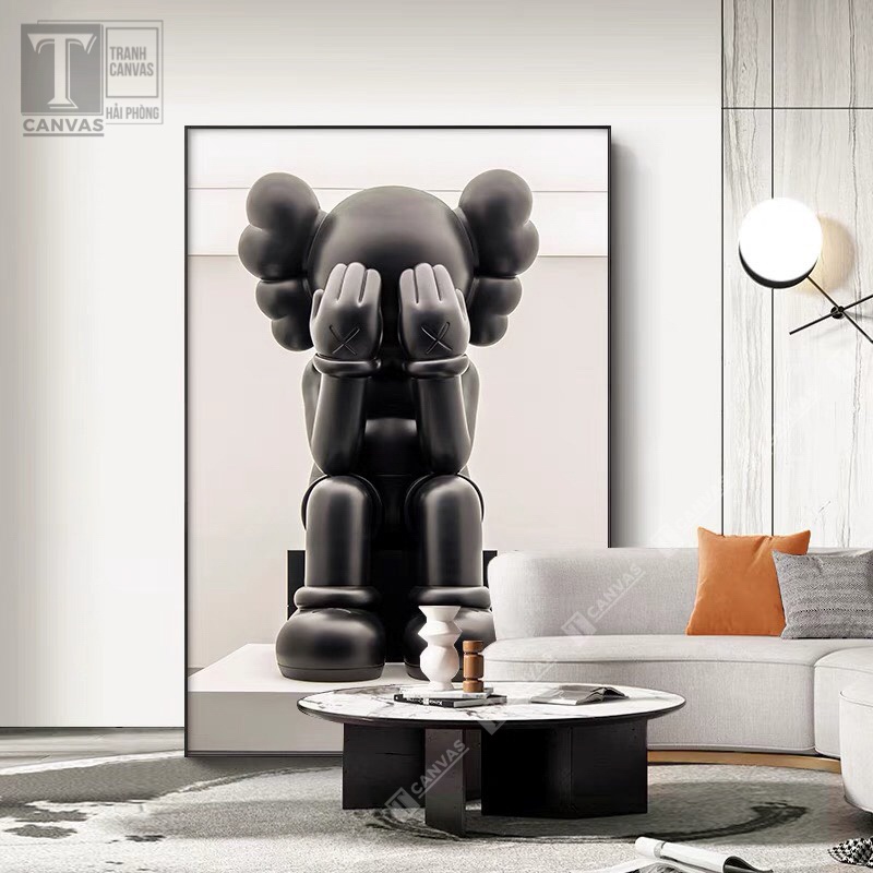 Tranh Canvas tràn viền treo tường phòng khách, tranh Kaws Toy size lớn 3 KAWS 42-49