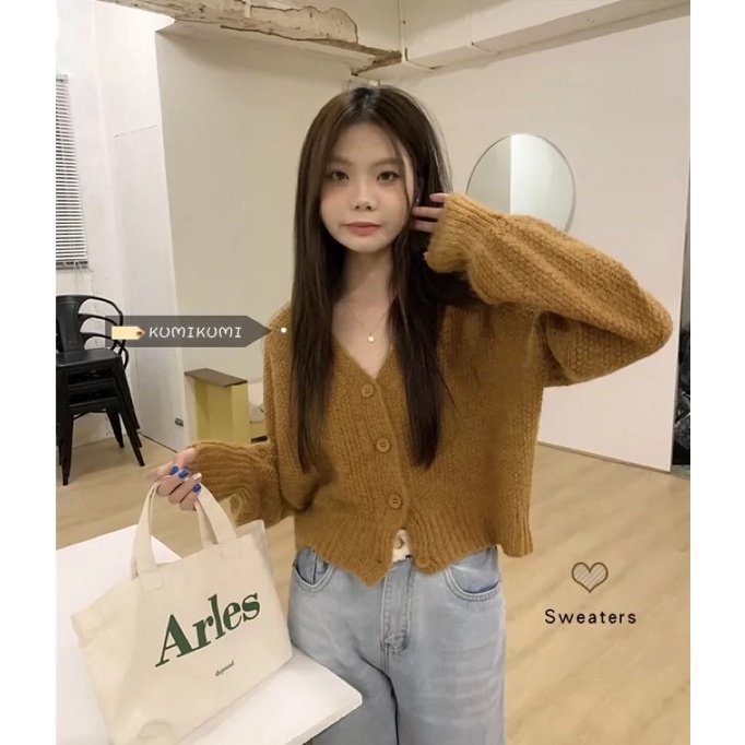 Áo len cardigan nữ dáng ngắn áo len trơ basic