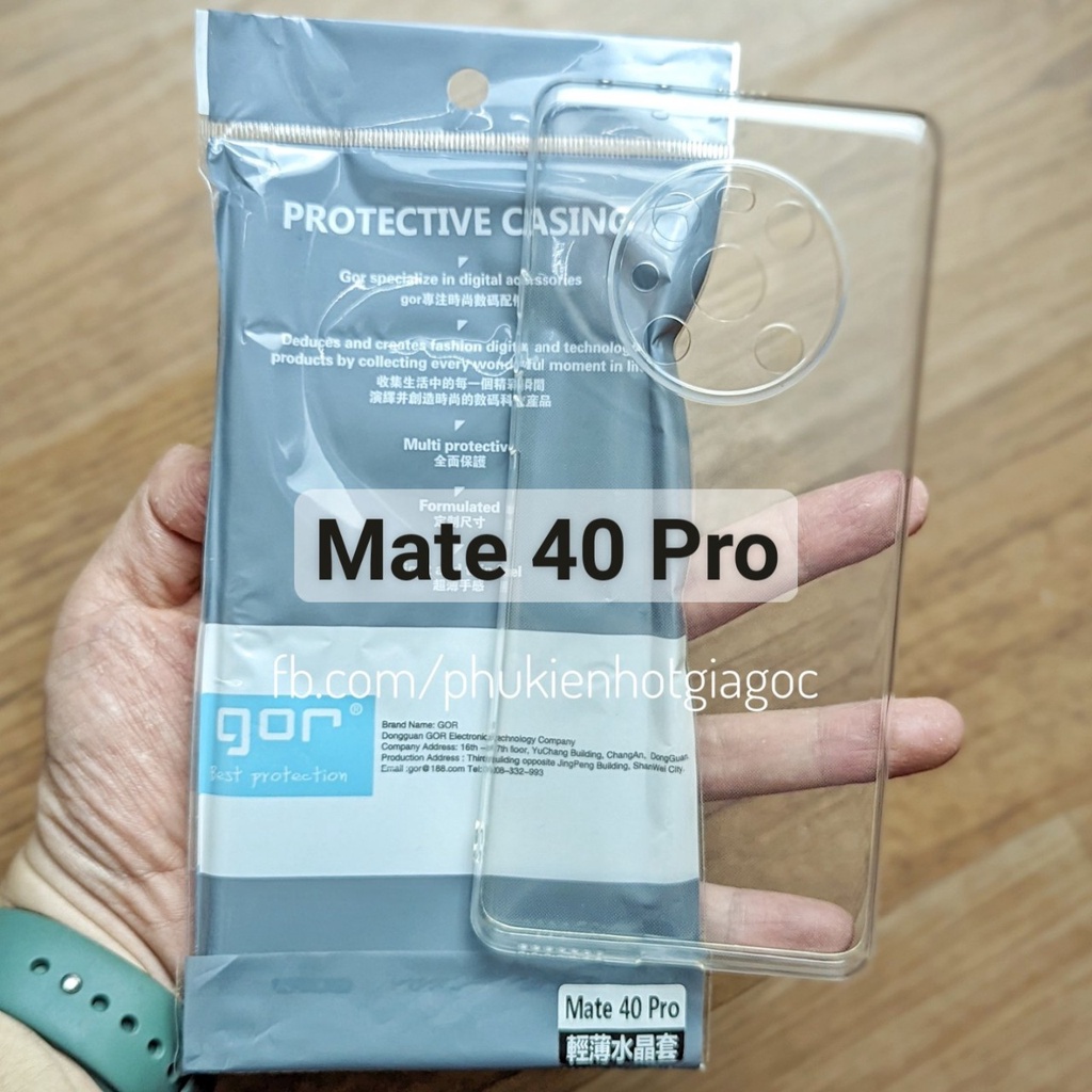 Ốp lưng silicon dẻo Gor mỏng, trong suốt , bảo vệ cam sau Huawei P50 Pro / P40 Pro / Mate 40 Pro / Mate 30 Pro / Mate 20