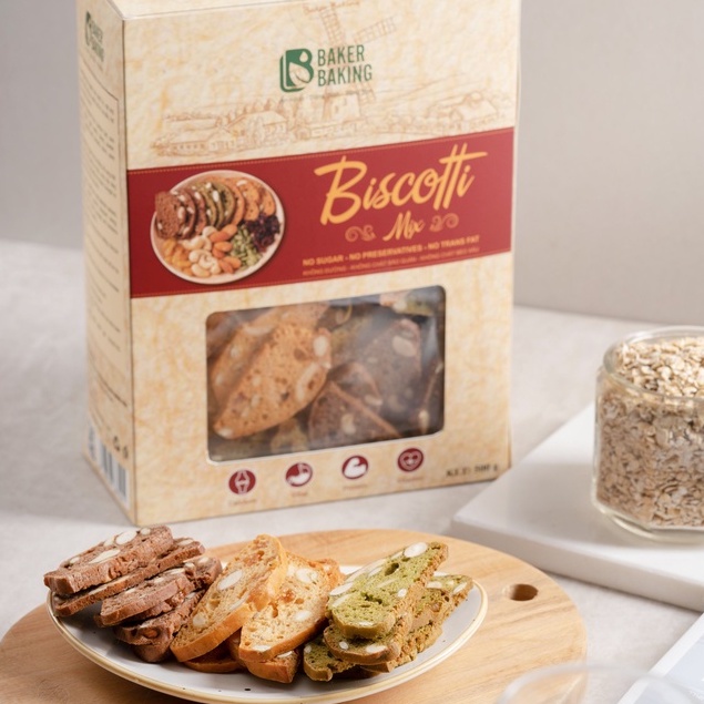 Biscotti - Bánh Ăn Kiêng Healthy, Bánh nguyên cám,Ít Calo Dành Cho Người Ăn Kiêng - Baker Baking Food Hà Nội