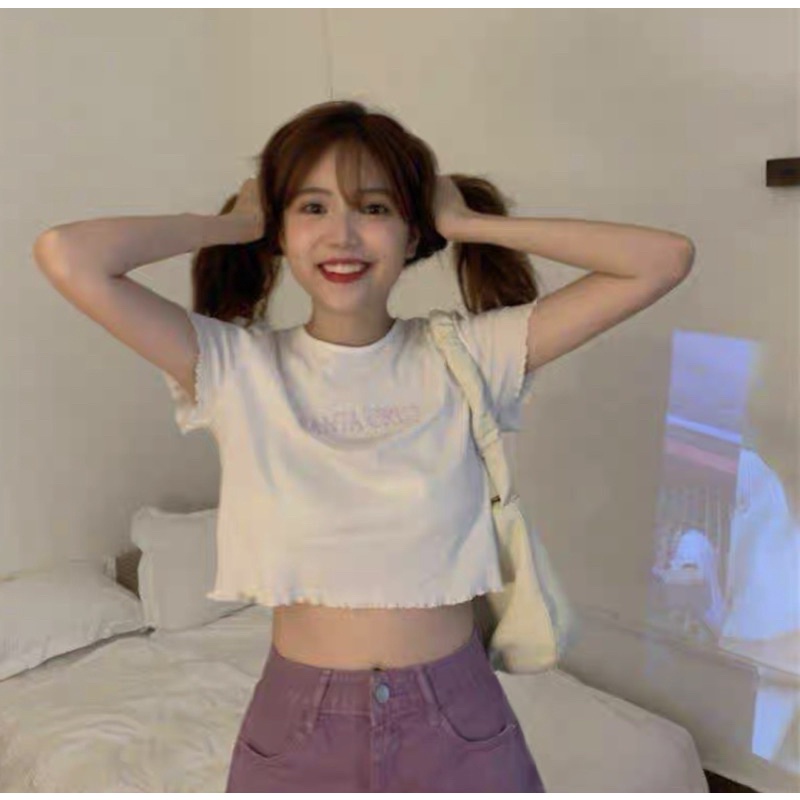Áo croptop thêu SANTA rua gấu TT6