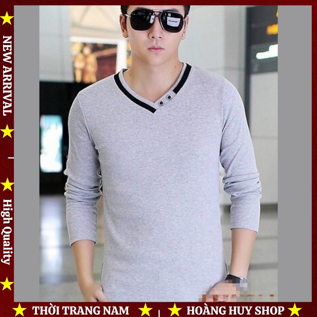 Áo Thun Nam Tay Dài H&H-RKL01 Cổ Tim, Chất Liệu 100% Cotton Cao Cấp - 4 Màu