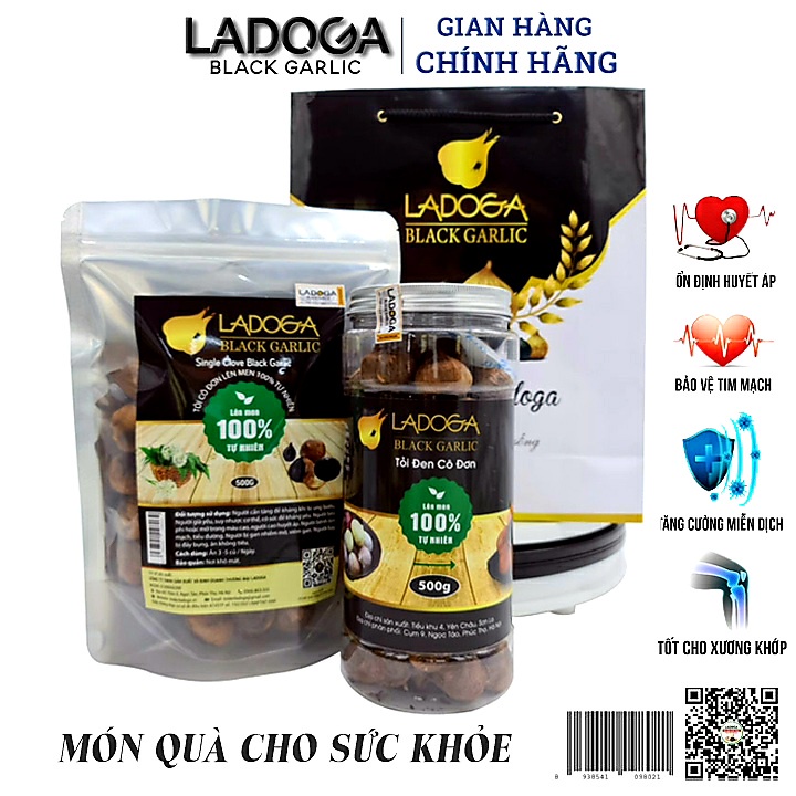 Tỏi đen LADOGA lên men tự nhiên 60 ngày theo công nghệ Nhật Bản đóng 250g và 500g - TỐT CHO SỨC KHỎE