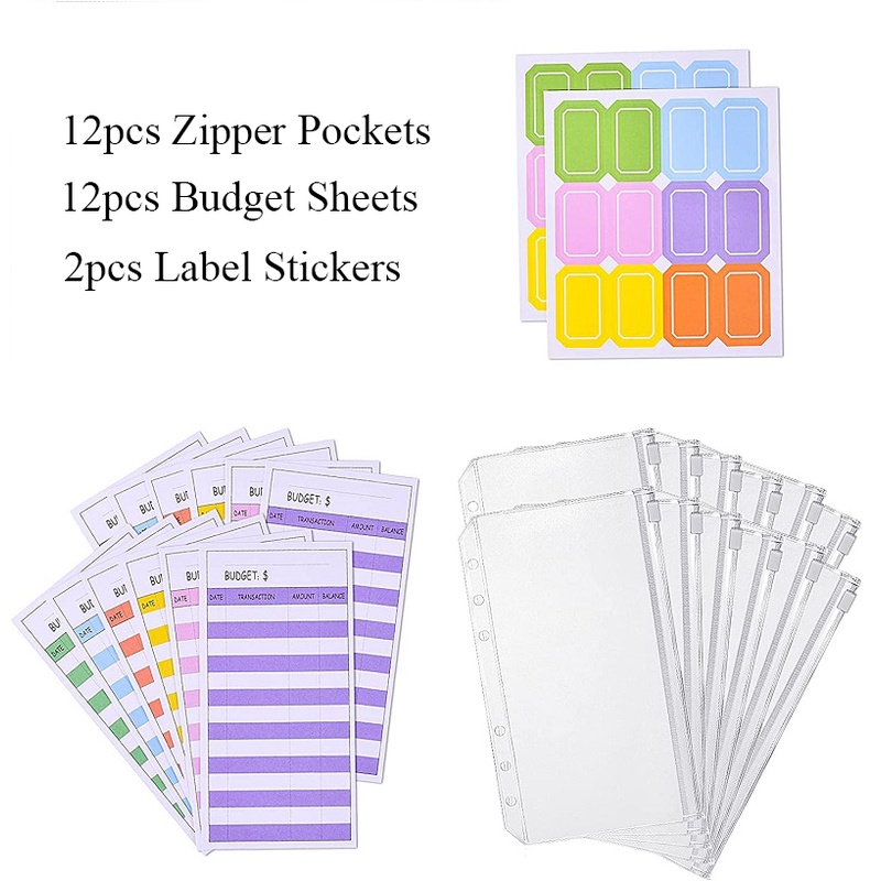 Sổ Tay Ghi Chú/ Lên Kế Hoạch 6 Lỗ Khổ A6 Bằng PVC Có Khóa Kéo Tiện Dụng