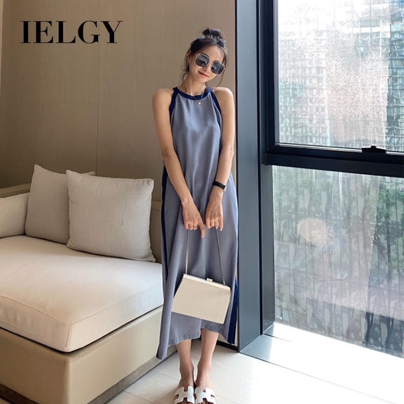 Đầm IELGY  không tay hở vai kích thước lớn thời trang mùa hè dành cho nữ