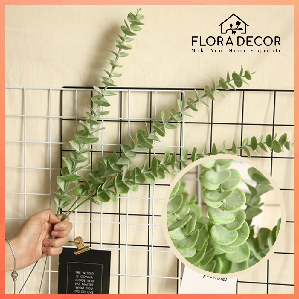 Cành lá khuynh diệp, lá táo giả loại 1 Flora Decor chụp ảnh, trang trí bằng nhựa cao cấp
