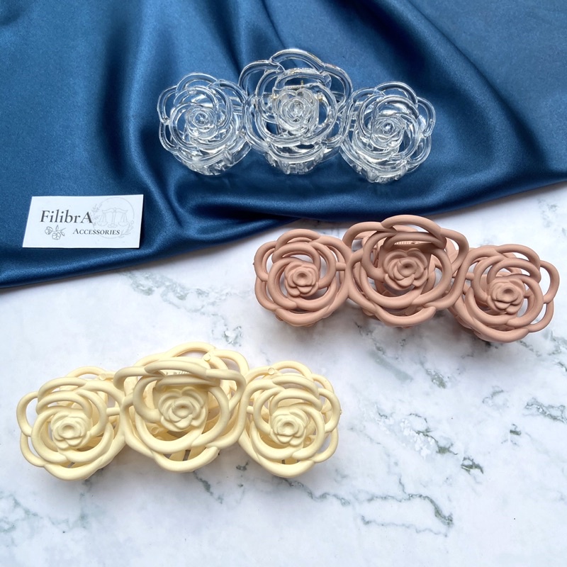 Kẹp tóc hoa hồng nữ tính phong cách Hàn Quốc, phụ kiện tóc xu hướng hottrend KT029 - Filibra