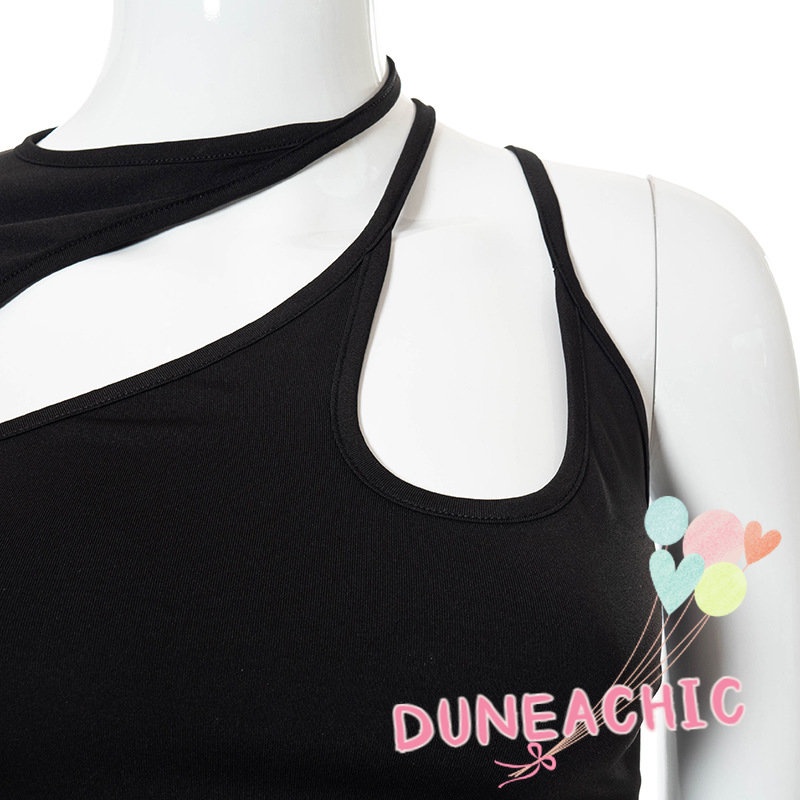 DUNEA Áo Croptop Lệch Vai Thiết Kế Lệch Tà Quyến Rũ Cho Nữ