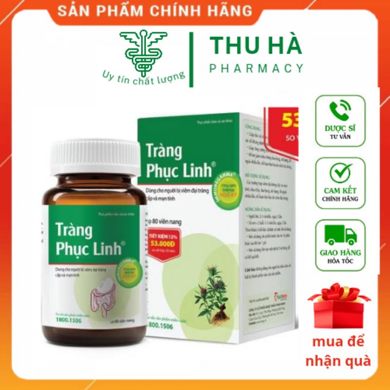 Tràng Phục Linh lọ 80 viên- Dùng cho ngửi viêm đại tràng cấp và mãn tính