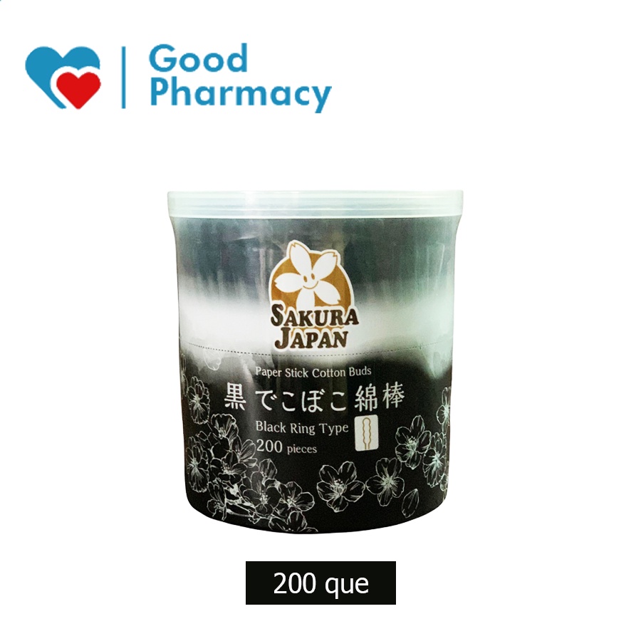 Tăm bông kháng khuẩn Sakura xoắn đen TB11  - Lọ 200 que