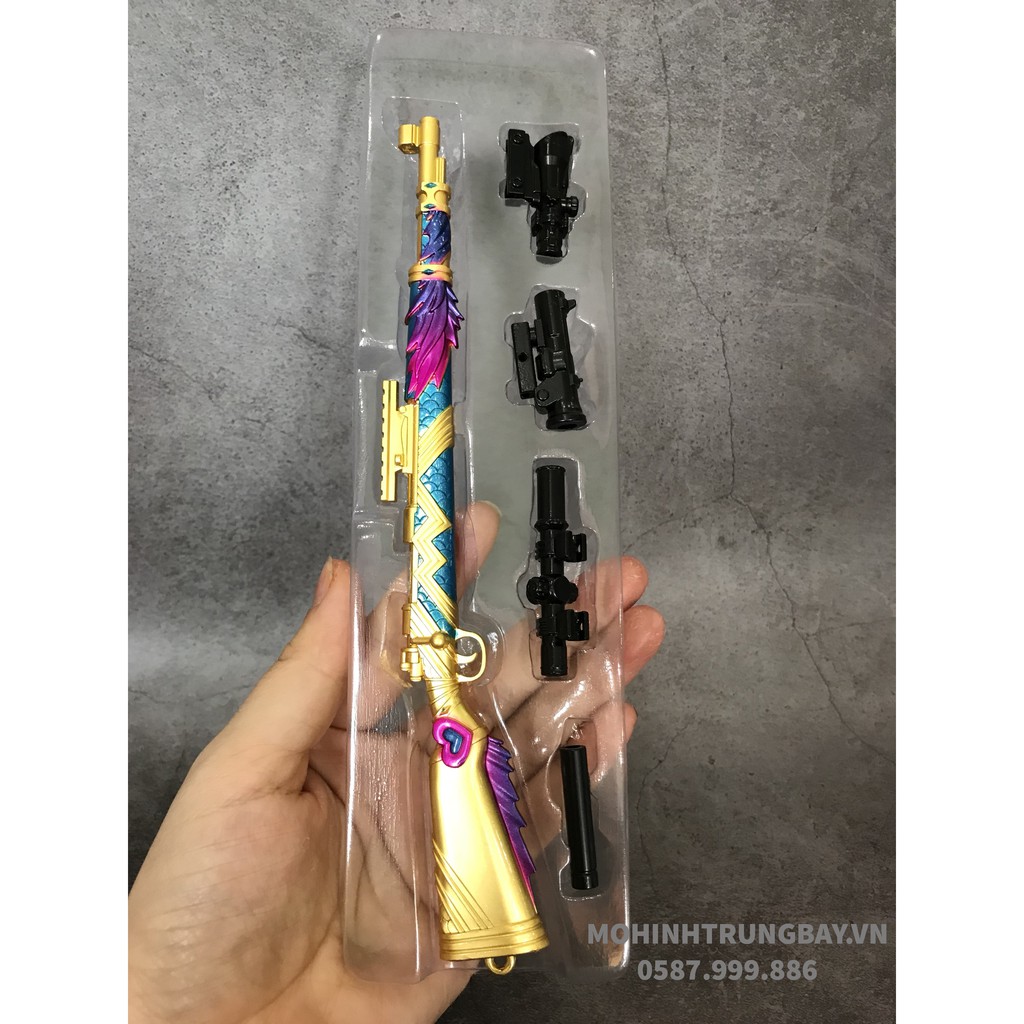 Mô Hình PUBG Kar98 SKin Rồng Biển Tặng Kèm 3 Scope Và Kệ Trưng Bày 19cm