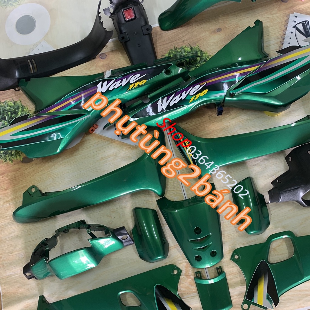 Bộ Dàn  áo xe Wave alpha 110 -Wave A cũ -Wave thái 1 bóng MÀU XANH KEN -nhựa ABS LỌA ĐẸP